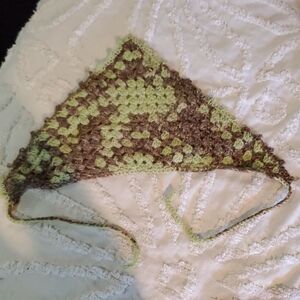 Handmade Green and Brown Crochet Hair Scarf